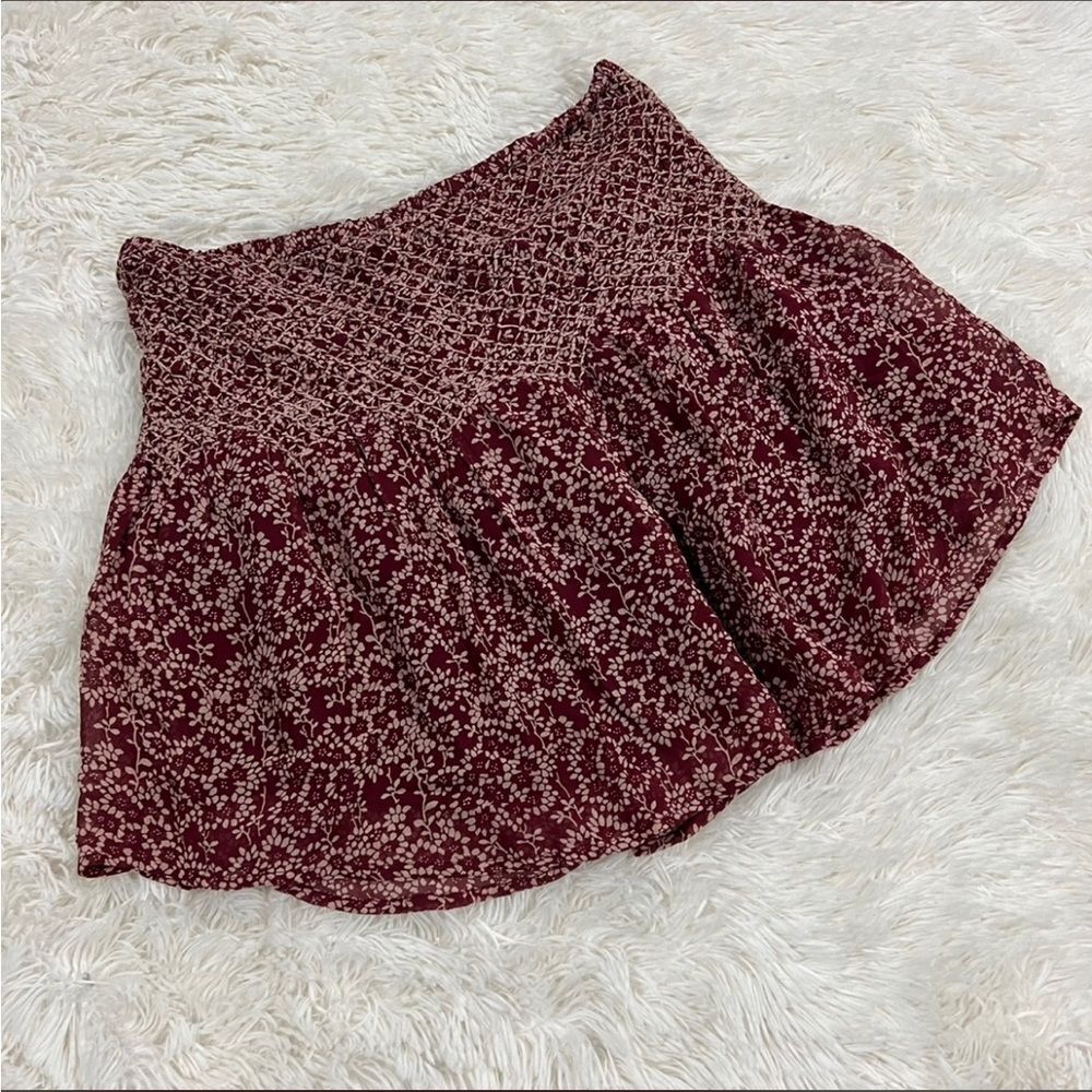 Ulla Johnson floral printed‎ burgundy silk skirt 6